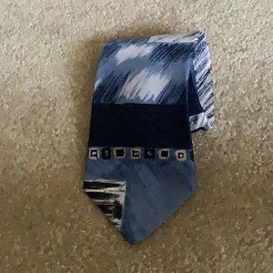 Necktie by CERRUTI CXIII men’s blue beige nice designs 100% Italian silk